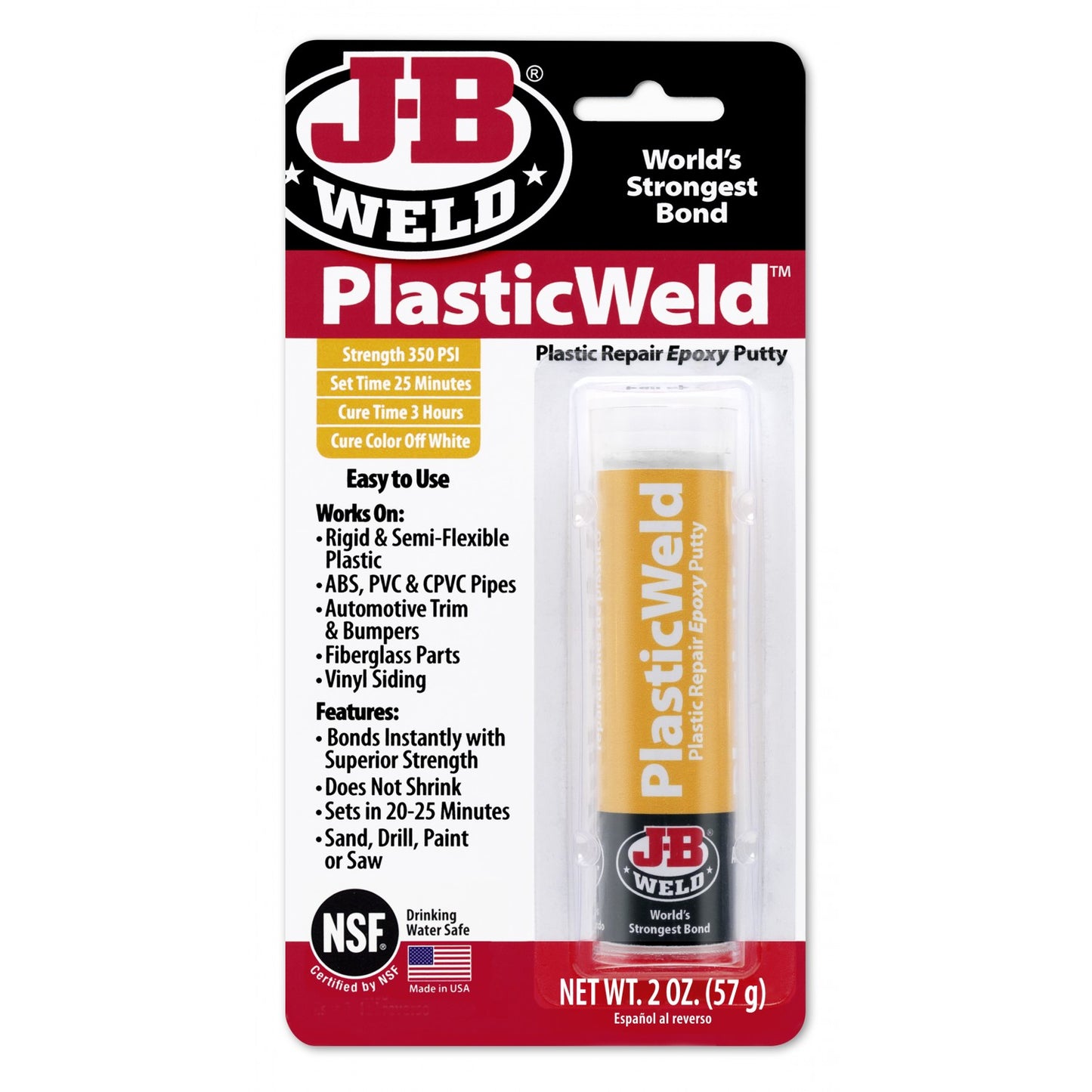 JB Weld Plastic Weld Epoxy Putty Stick
