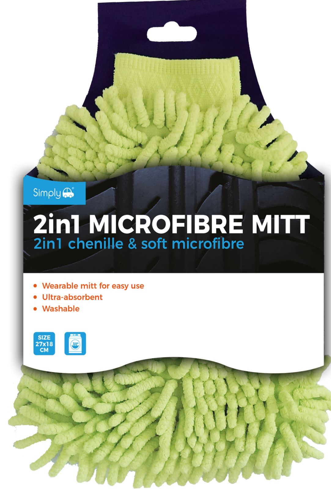 Simply Auto 2 In 1 Microfibre Wearable Mitt
