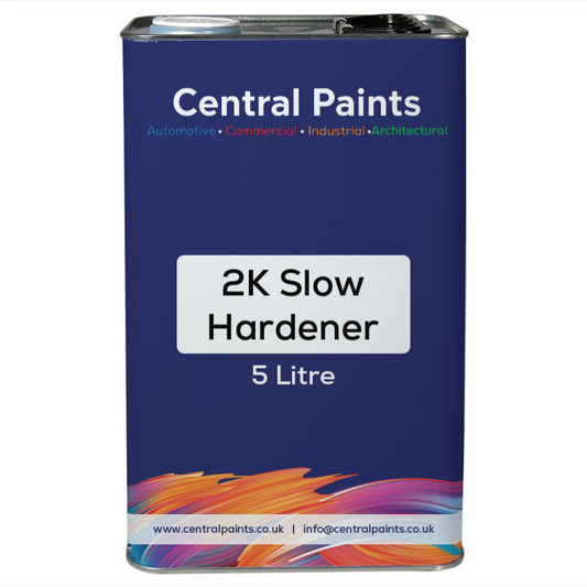 Central Paints 2K Slow Hardener can with colorful design on a white background