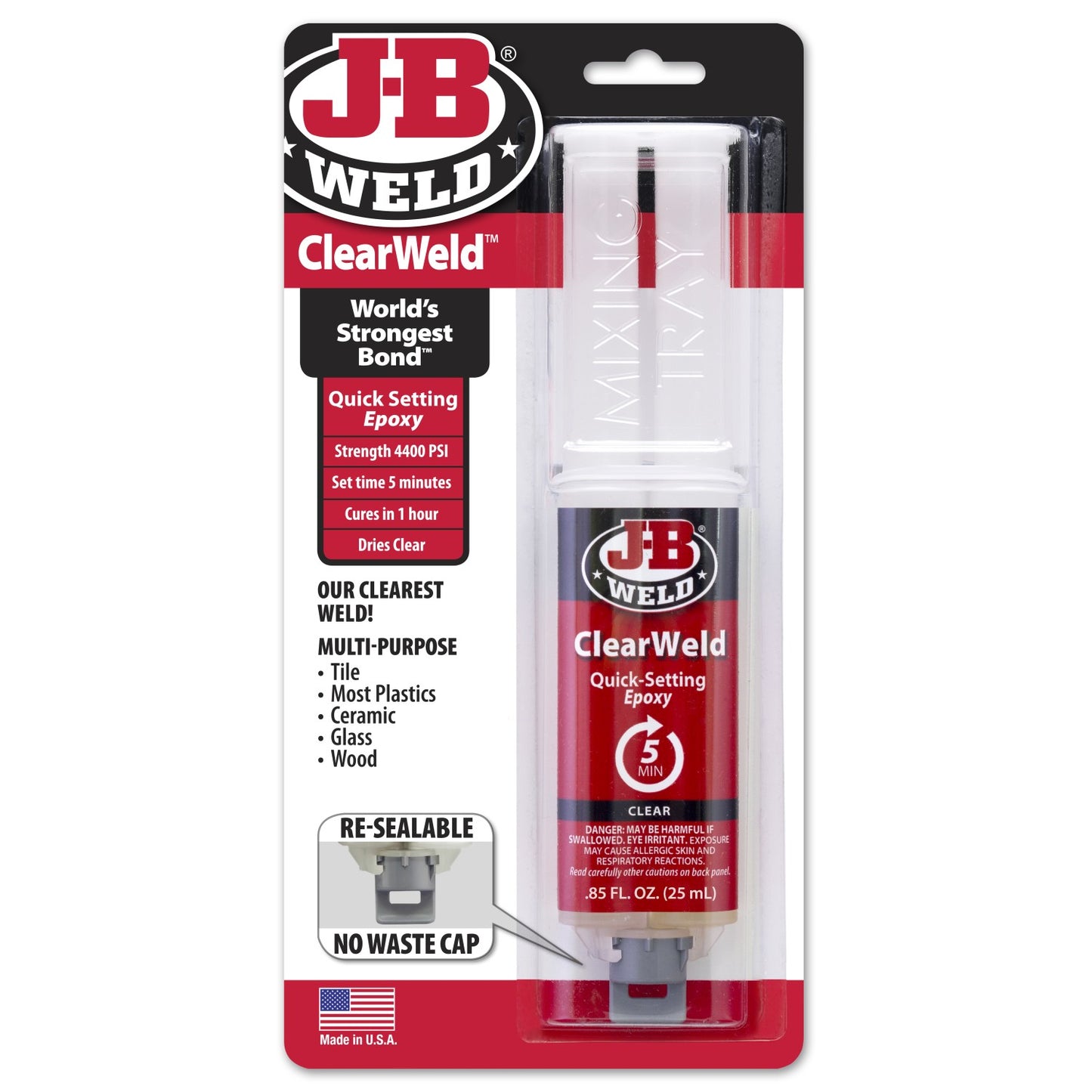 JB Weld Clear Weld 5 Minute Clear Epoxy Syringe