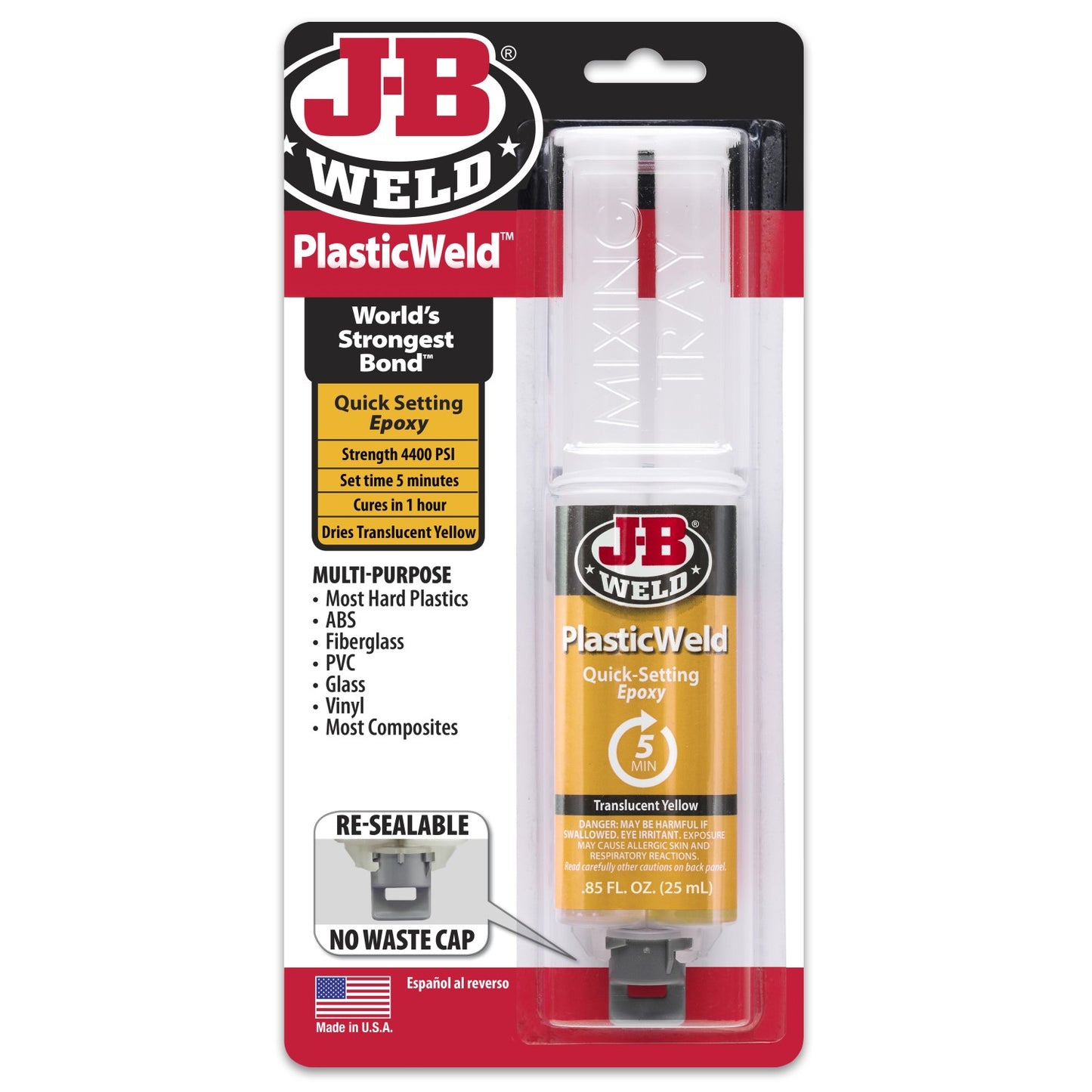 JB Weld Plastic Weld 5 Minute Epoxy Syringe