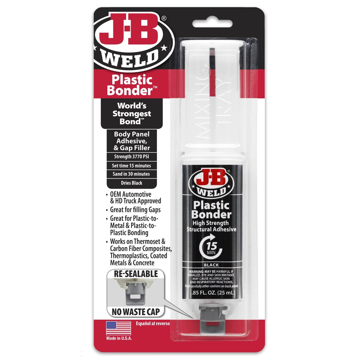 JB Weld Plastic Bonder High Strength Black Syringe