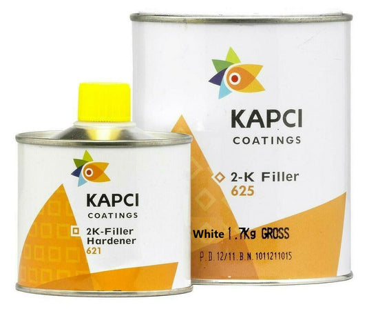 Kapci 2K High Build White Primer with Kapci 2K Filler Hardener - 1.25 Litre Kit